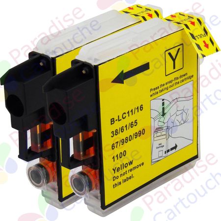 Brother LC1100Y ensemble de 2 cartouches d'encre compatibles jaune (Paradise Cartouche)