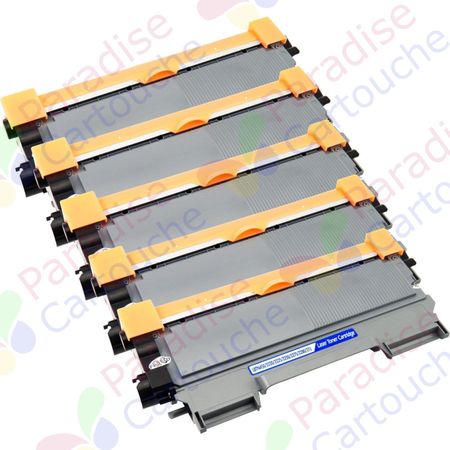 Brother TN2220 (TN2210) ensemble de 5 toner compatibles noir haute capacité (Paradise Cartouche)