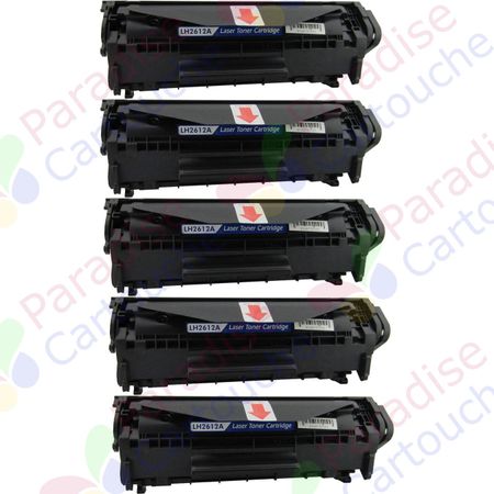 HP 12A (Q2612A) ensemble de 5 toner compatibles noir (Paradise Cartouche)