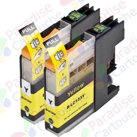 Brother LC123 (LC121) ensemble de 2 cartouches d'encre compatibles jaune haute capacité (Paradise Cartouche)